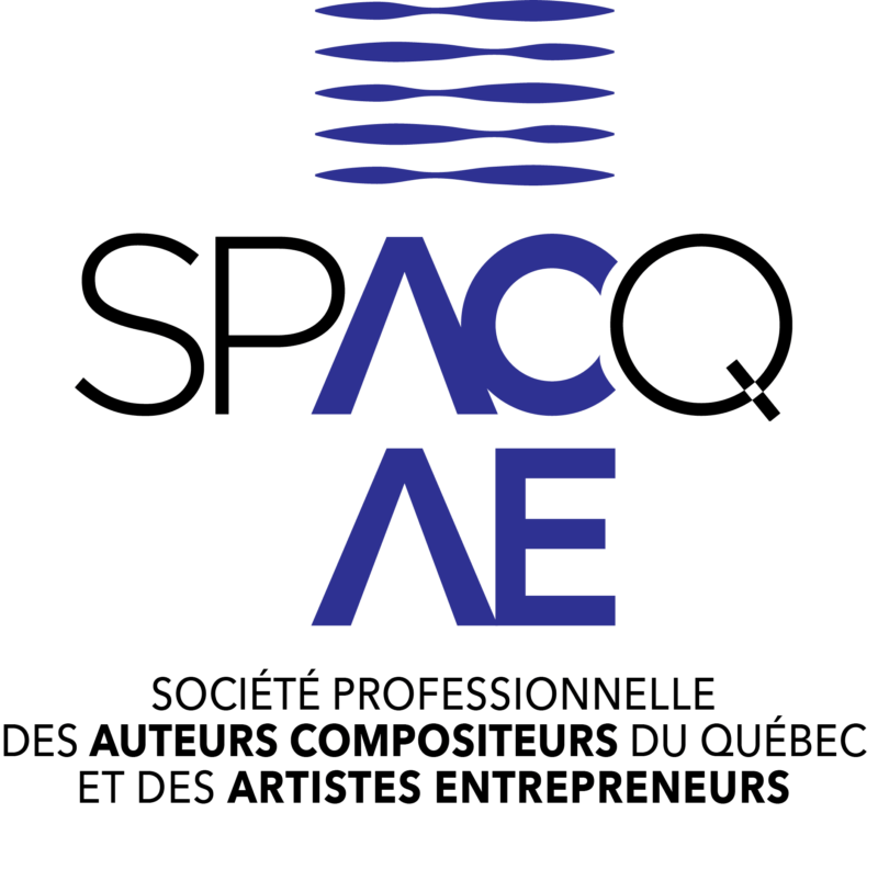 Logo de la Société professionnelle des auteurs, compositeurs du Québec et des artistes entrepreneurs (SPACQ-AE)